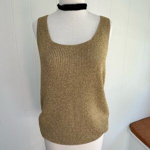 🪩Vintage La Costa Spa Metallic Knit Sleeveless Top Sweater California L Gold